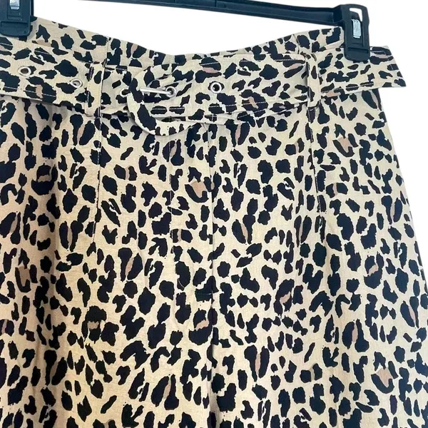 Zara High Waisted Leopard Print Belted Trousers/Pants Size M - Image 6