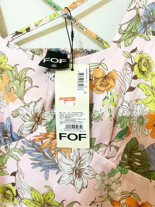 FOF Pink Floral Puff-Sleeve Short Sleeve Midi Summer Dress New - Image 7