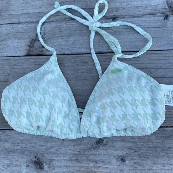Roxy Check It Mint Houndstooth Triangle Bikini Top Size S NWT - Image 8