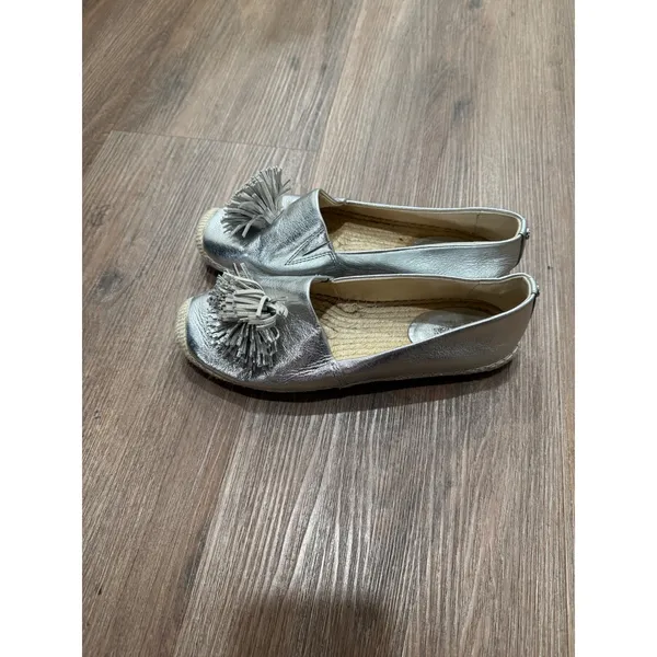 Michael Michael Kors Silver Metallic Leather‎ Tassel Espadrille Flats Mens 8 - Image 4