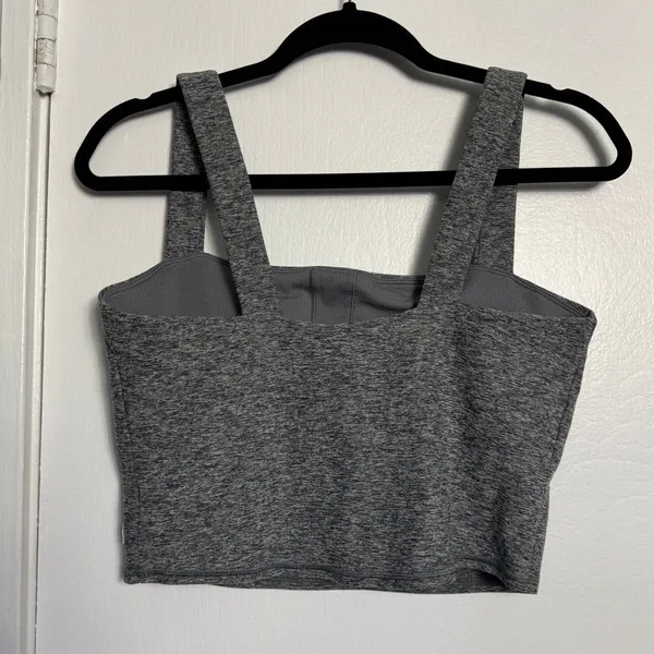 Vuori Elevation Square Neck Cropped Tank Top in Spacedye Heather Grey X-Large - Image 3