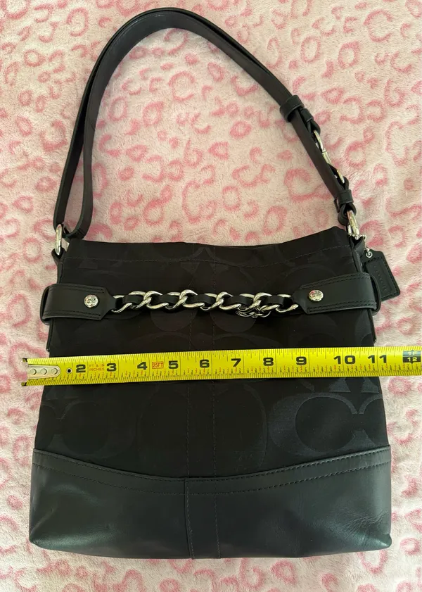 Coach Black Hobo Shoulder Bag With Chain Detail Women's - Image 8