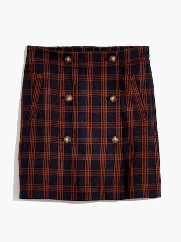 Madewell Plaid Double Breasted Mini Skirt Womens Medium MA984 - Image 9