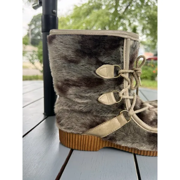 Vintage Foremost Professional Faux Fur Snow Boots Womens Size 7 Apres Ski Fluffy - Image 5
