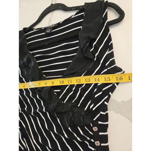 White House Black Market Top Small Womens S Striped Ruffle Wrap Sleeveless Y2K - Image 6