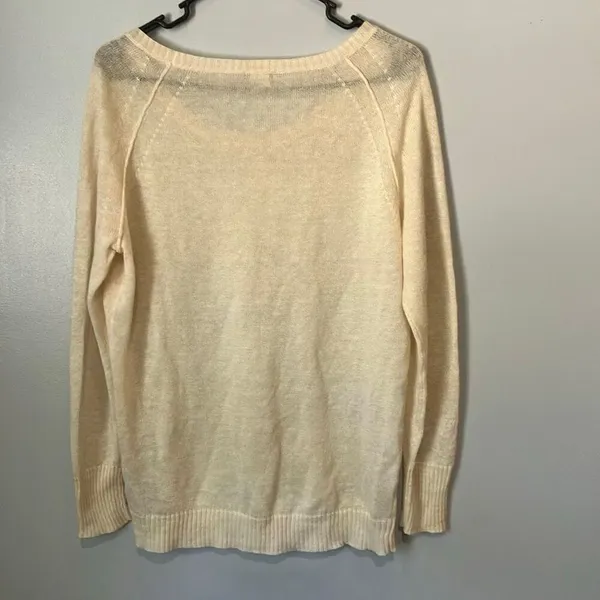 J. Crew 100% linen Cream Pull over Scoop Neck Knit Medium #800 - Image 4
