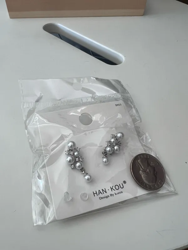 925 Silver Crystal Pearl Earrings - Image 4