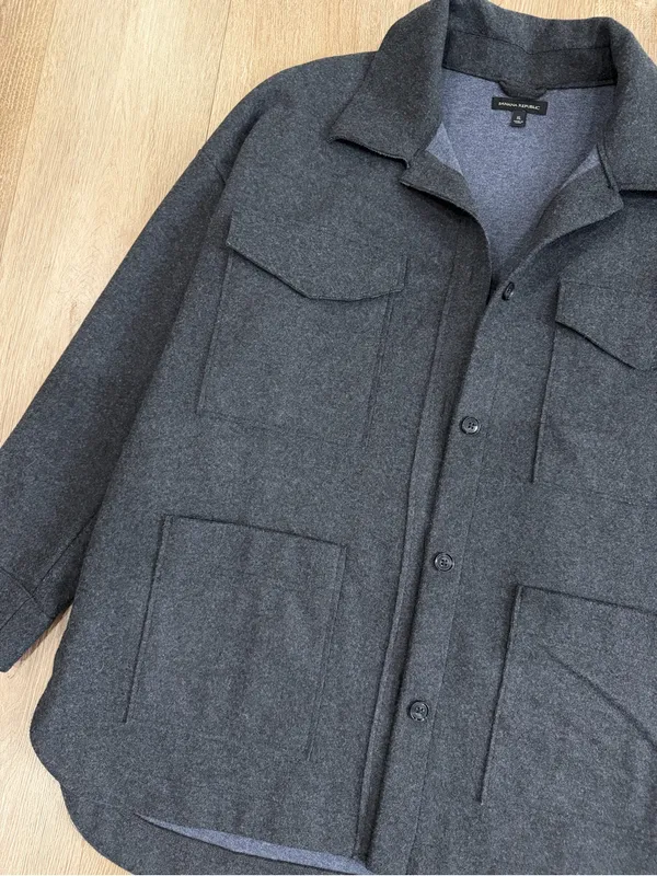 Banana Republic Solid 4 Pocket Shacket Oversized Jacket Dark Charcoal Size XL - Image 10