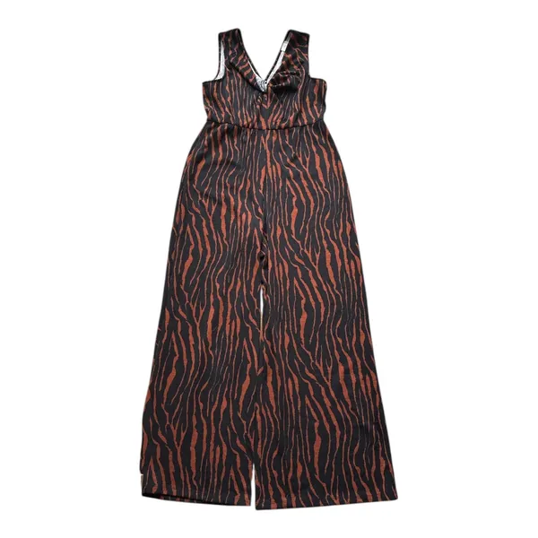 Womens Size L Wide Leg Jumpsuit Zebra Print V Neck Sleeveless - Image 2