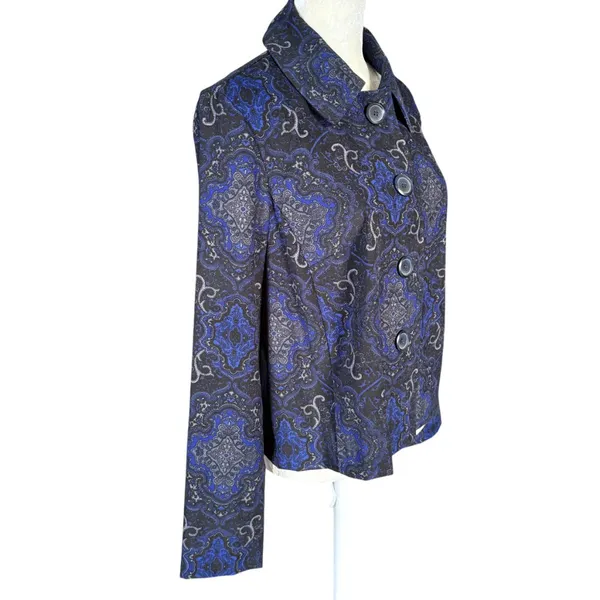 Briggs New York women's blazer jacket blue and black collared button down small - Image 2