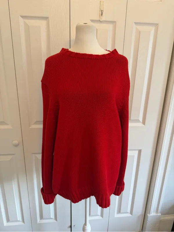 J.Crew Rollneck Sweater Vintage 100% Cotton Red Size Medium - Image 2
