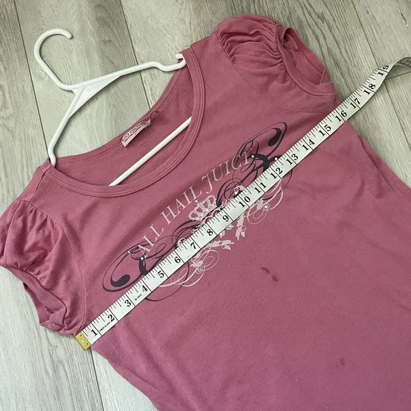 Juicy Couture Y2K Tshirt all hail jucy rhinestone graphic womens Pink (small) vintage - Image 3