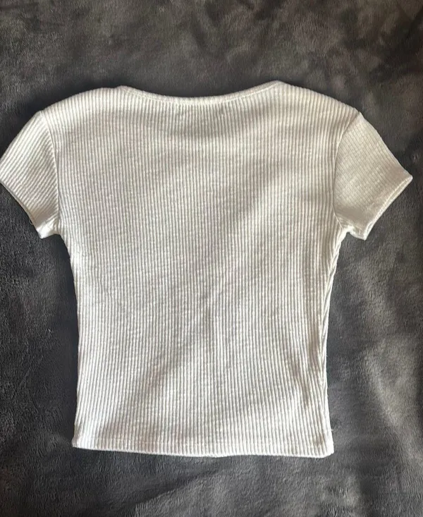 White Tight Cropped Shirt Size XS - Image 2