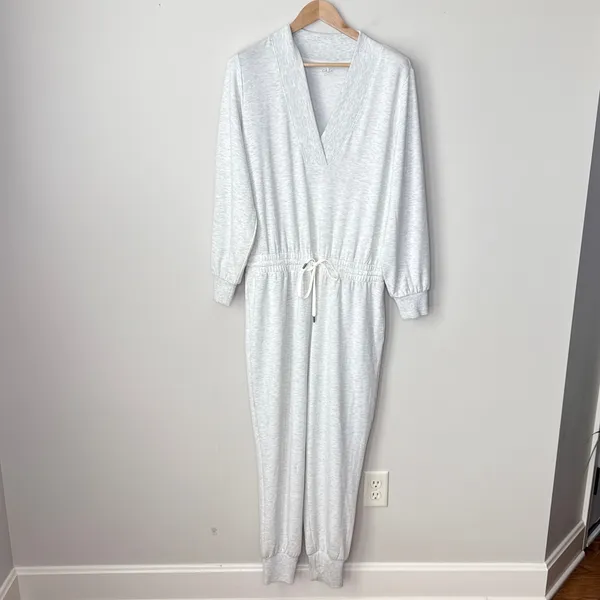 Calia by Carrie Underwood Soft Shawl Collar Jumpsuit Light Grey Heather‎ Large - Image 3