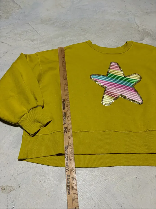 Judith March yellow green sweatshirt star XL - Image 5