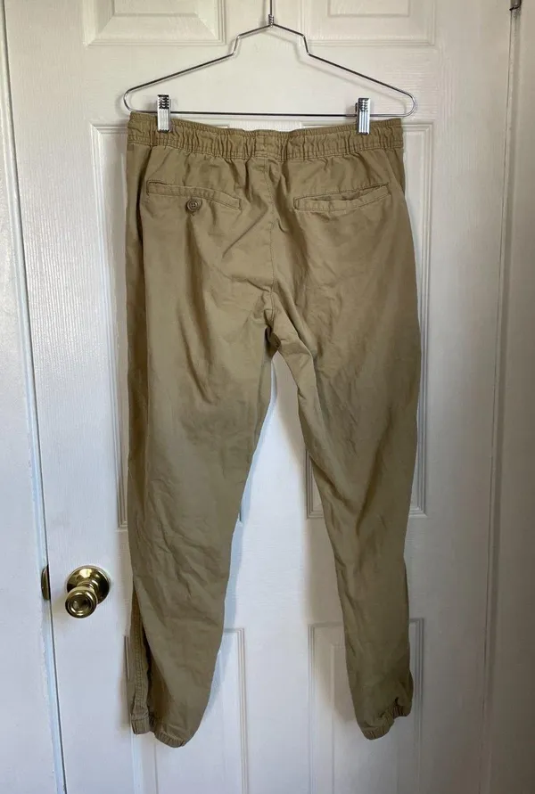 Old Navy jogger pants men's Medium khaki tan beige Flex stretch material READ - Image 5