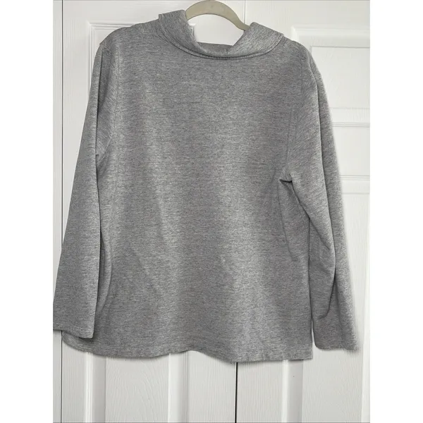 T by Talbots Neck‎ Pullover Melange Shawl Collar Size XL Gray Athleisure Relaxed - Image 6