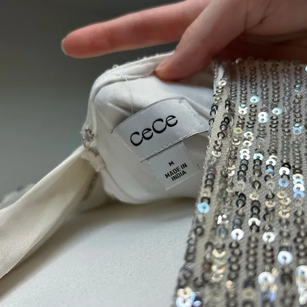CeCe By Anthropologie Cocktail Mini Sequin Dress New Years Bow Tie Size M - Image 8