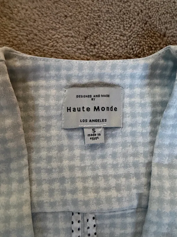 Haute Monde Blue & White Gingham Short Sleeve Blazer Size S - Image 3