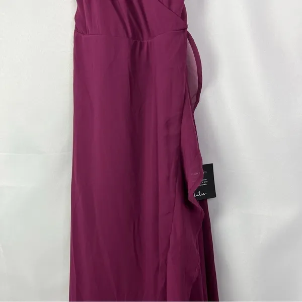 Lulu's Plum Purple In Love Forever Lace Up Back Chiffon Formal Maxi‎ Gown S - Image 6
