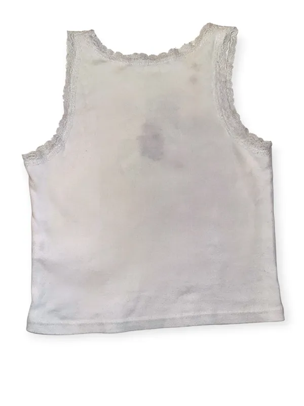 RARE Brandy Melville J. Galt Ronnie Lace floral Embroidered CropTank Top White - Image 6