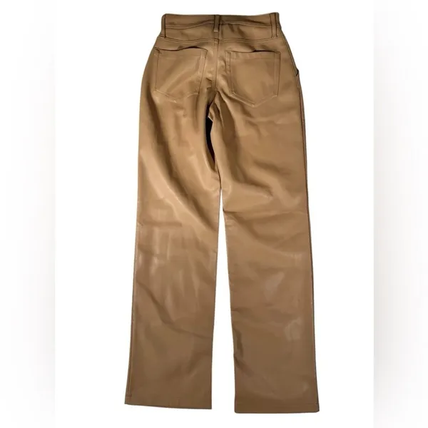 NEW Hollister high rise vegan leather bootcut Pants size 24 camel tan - Image 4