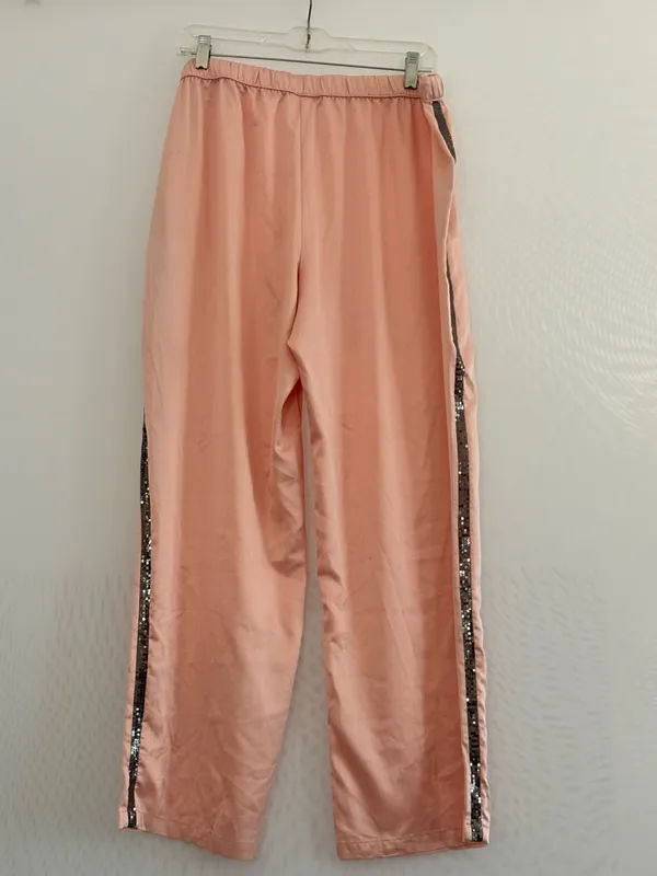 Victoria's Secret Light Pink Satin Pajama Pants Sequin Detail XL - Image 2