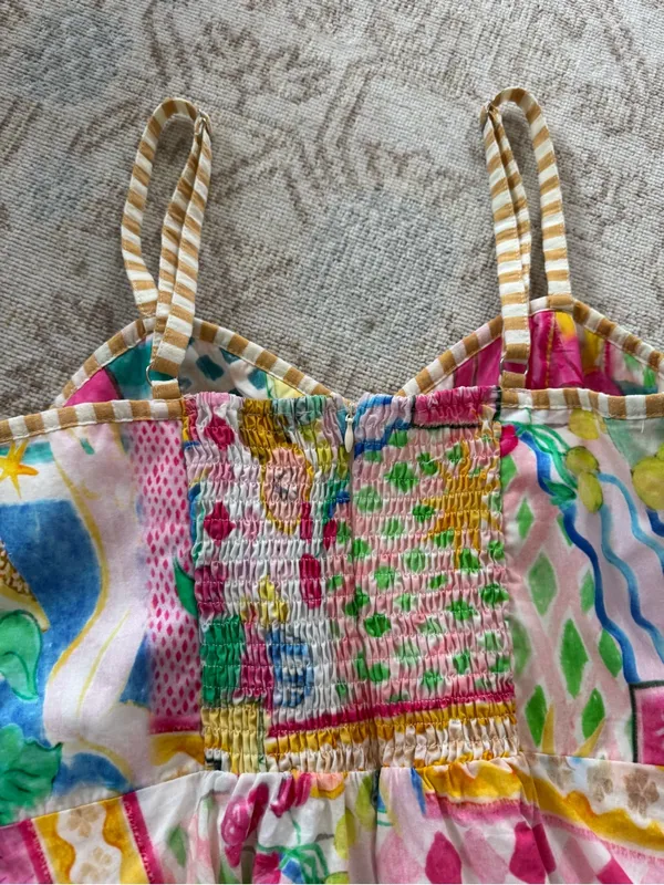 Impeccable Pig Sleeveless Multi-Print Summer Sundress - Pink & Yellow - Image 6