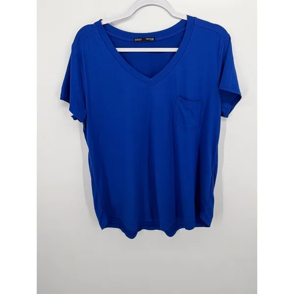 Femme by Tresics Royal Blue V Neck Pocket Tee Cobalt Womens XL - Image 3