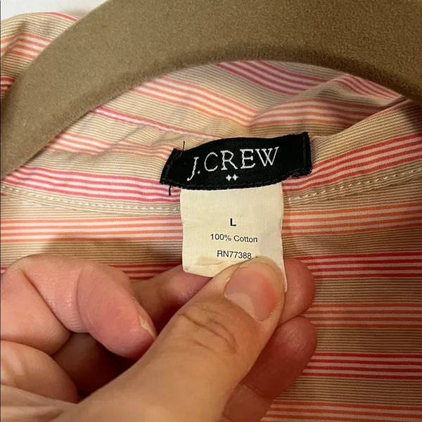 J. Crew Pastel Striped Button-Down 100% cotton‎ Shirt Woman’s Large - Image 2