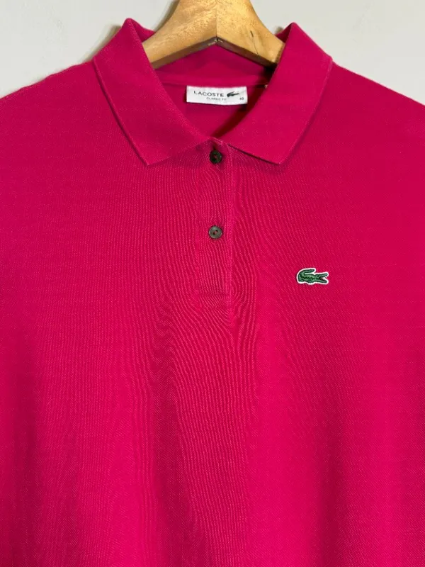 Lacoste Classic Fit Short Sleeve Polo Shirt Womens 40 Medium Fuchsia Pink Preppy - Image 7