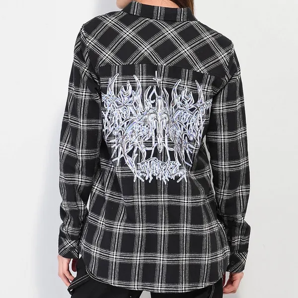 SWIXXZ Flannel‎ Button Shirt Medium Chrome Grunge Emo Skater - Image 2