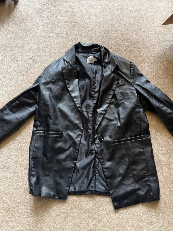 Faux Leather Blazer Black Princess Polly - Image 2