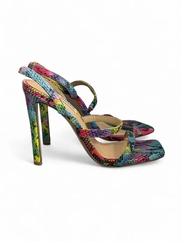 Steve Madden Multicolor Snake Print Strappy Heels Size 6 - Image 4