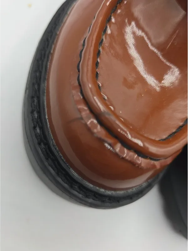 Madden Girl Brown Patent Leather Platform Heeled Loafers Shoes Chunky Size 7.5 - Image 6