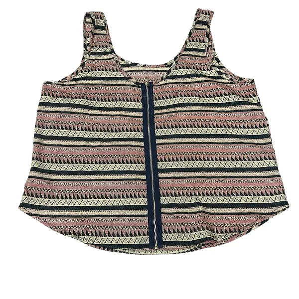 Bjewel (M) Aztec Tribal Print Scoop Neck Exposed Back Zipper Round Hem Tank - Image 9