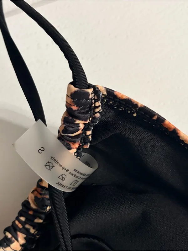 SHEIN Leopard Print Triangle Bandeau Top - Black & Tan - Image 3