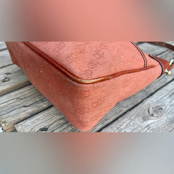 Dooney & Bourke Purse Orange Logo Canvas Monogram Hobo Bag - Image 4