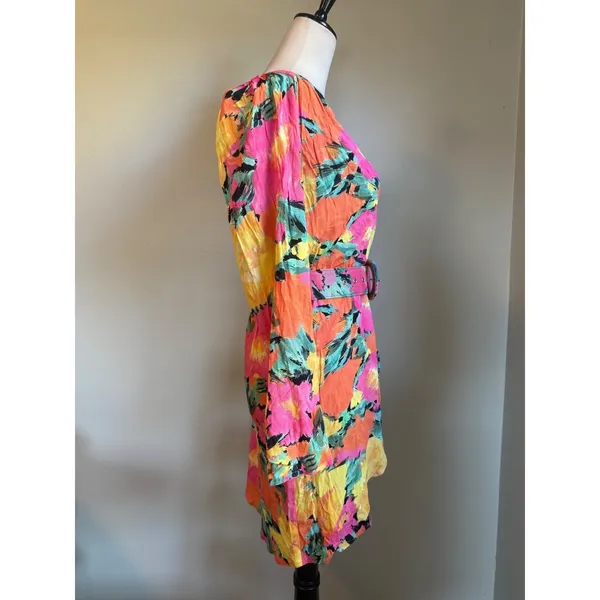 Jens Pirate Booty Floral ambrosia Mini Dress Pink Yellow Orange Small boho‎ Y2K - Image 4