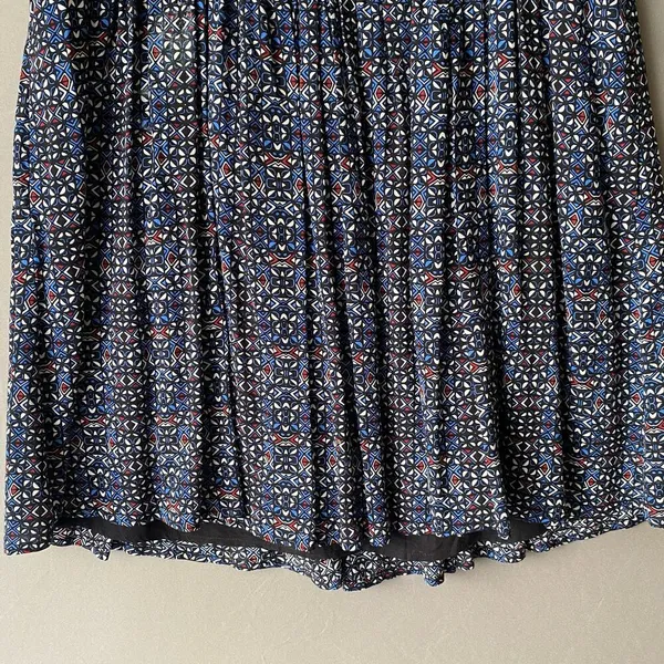 Free People Rayon Boho Beachy Relaxed Geometric T-Back Mini Dress Small‎ Blue - Image 3