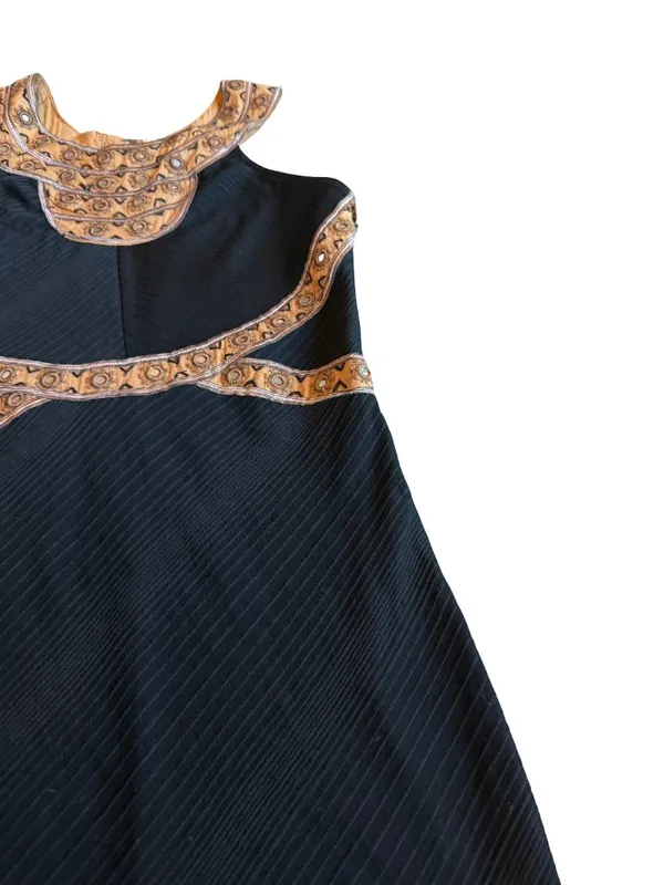 Free People Black Gold Embroidered Halter Mini Dress Beaded Trim Small Women's - Image 7