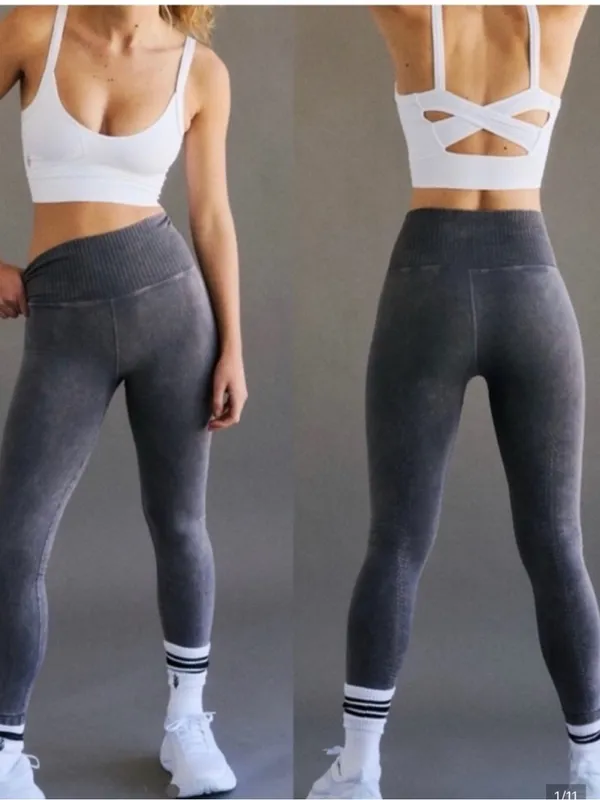 Free People Movement Good Karma High Waist 7/8 Leggings Women's M/L Grey Yoga - Image 2