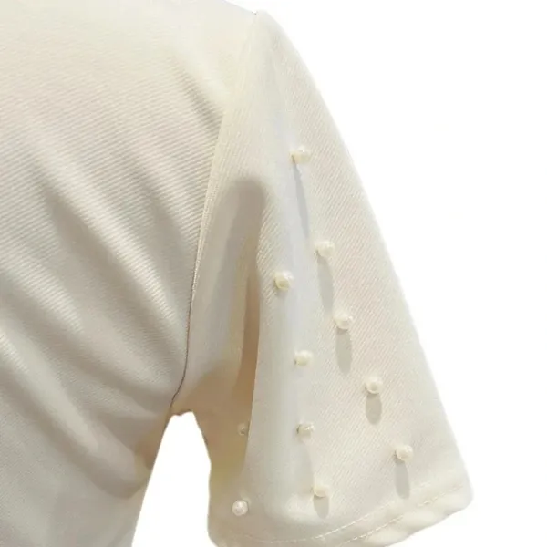 Snidel Cropped Top Pearl Appliqué Beige Size M - Image 6