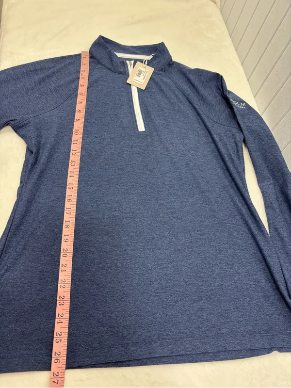 Peter Millar Navy Quarter-Zip Pullover White Trim Performance Top Size L NWT - Image 13