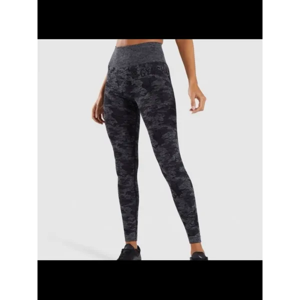 Gymshark Adapt Camo Seamless Leggings Black Grey High Waist Athletic Workout - Image 2