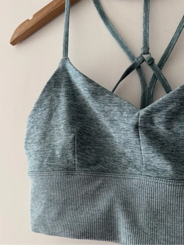 Alo Yoga Alosoft Lavish Strappy Bra Heather Green - Image 2