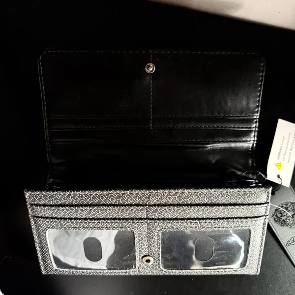 Ed Hardy Rhinestone Tiger Flap Clutch Wallet Black Y2K NWT - Image 3