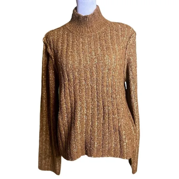 Steve Madden Mock Neck Sweater Womens Medium Brown New Ribbed - Image 2