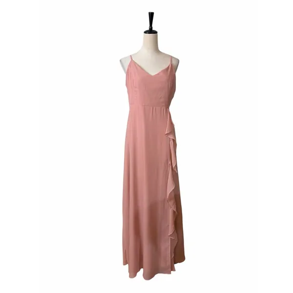 Birdy Grey Theresa Chiffon Gown Size L Ruffle Bridesmaid Dress Dusty Rose NWT - Image 3