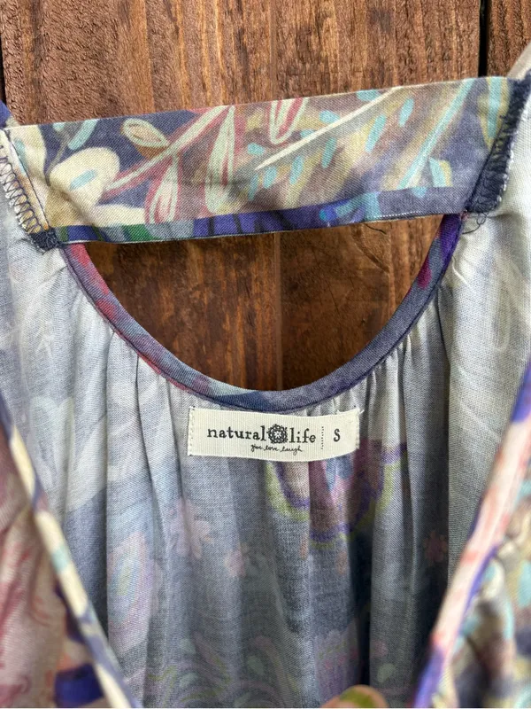 Natural Life Blue Floral Patchwork Lizzie Midi Dress - Image 3